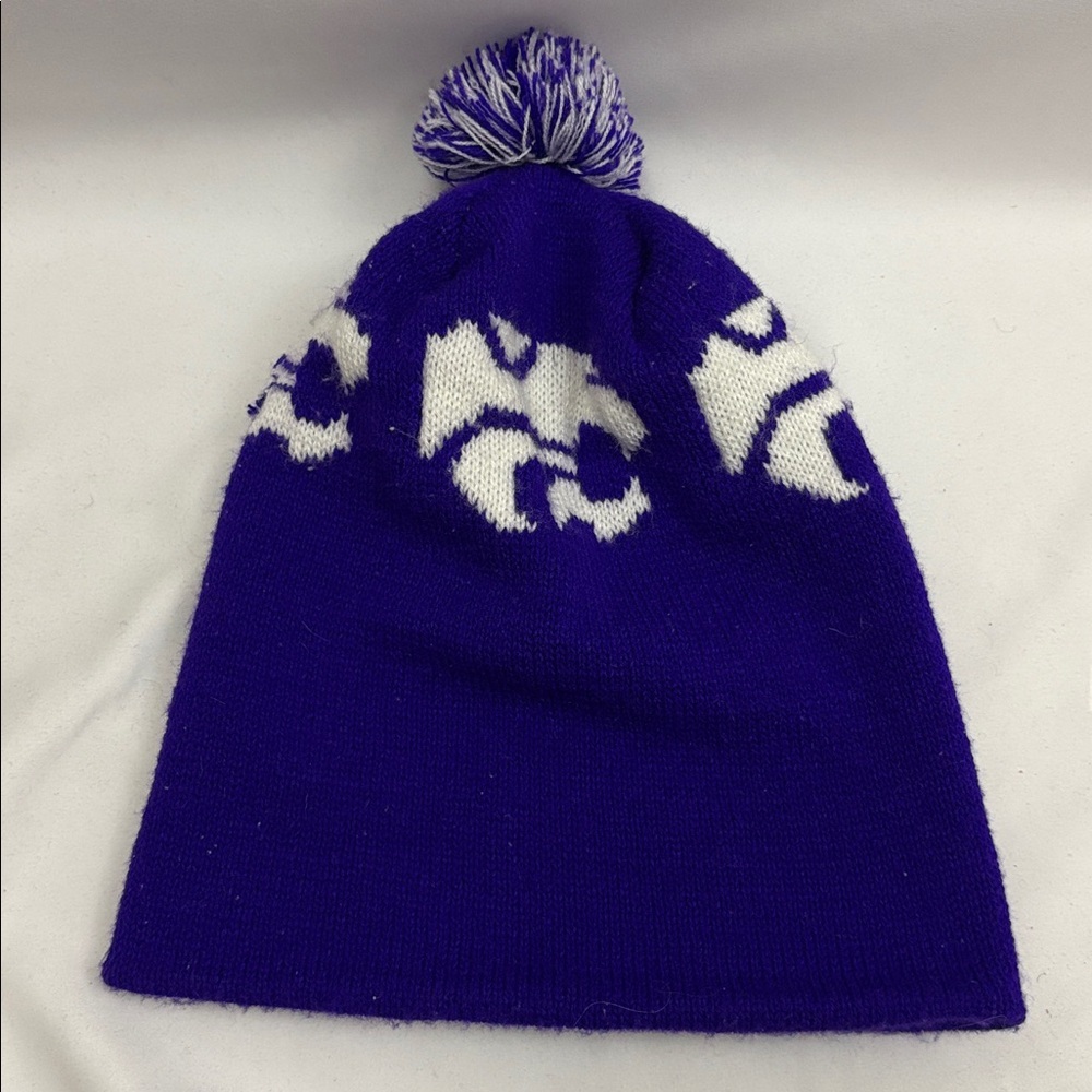 Kansas State University Wildcats KSU Pom Pom Beanie Hat Purple Vintage